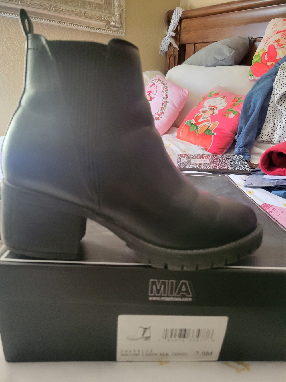 MIA Black Chelsea Lug Heel Ankle Boots